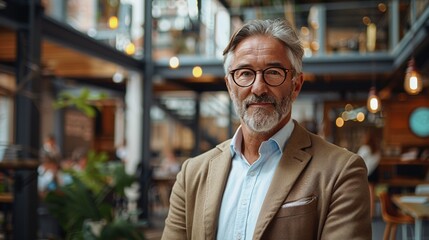 Fototapeta premium Confident Mature Businessman in Modern Co-working Space