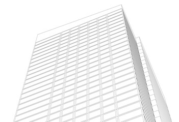 Modern office building on white 