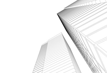 Modern office building on white background vector illustration