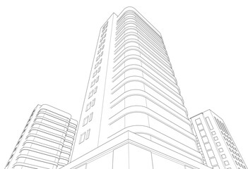 Fototapeta premium Modern office building on white background vector illustration
