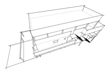 Modern office building on white background vector illustration