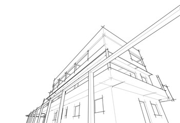 Modern office building on white background vector illustration