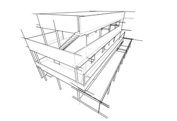 Modern office building on white background vector illustration