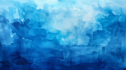 Obraz premium watercolor blue background, a blue background with white clouds. The sky is very clear and the clouds are scattered