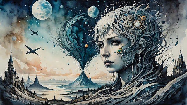 Abstraktion Erinnern Sie sich an die Zukunft 16x9. Hintergrund für das Design 2.