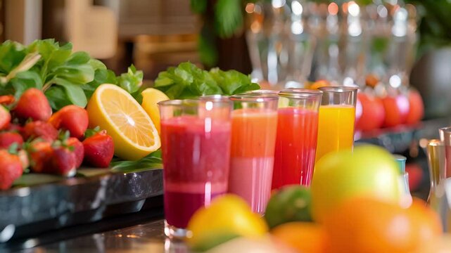 A refreshing juice bar offering healthy and nourishing drinks and snacks for guests to enjoy.