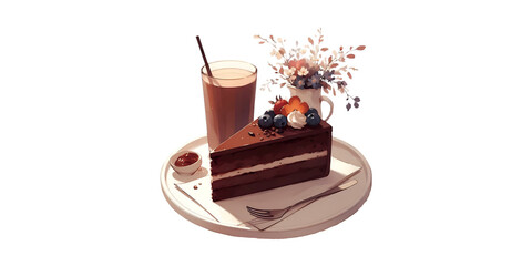 coffee and chocolate cake