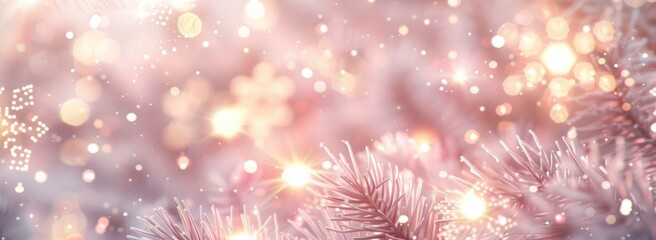 A soft pastel background with delicate bokeh lights and snowflakes, creating an enchanting winter wonderland effect for design projects Generative AI