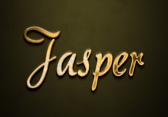 Old gold text effect of name Jasper with 3D glossy style Mockup.