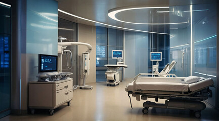 Futuristic healthcare room at modern hospital, futuristic, health, hospital, modern, clinic