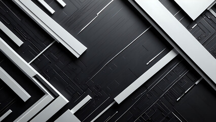 Obraz premium Abstraktion Weiß auf Schwarz 16x9. Hintergrund für das Design 2.