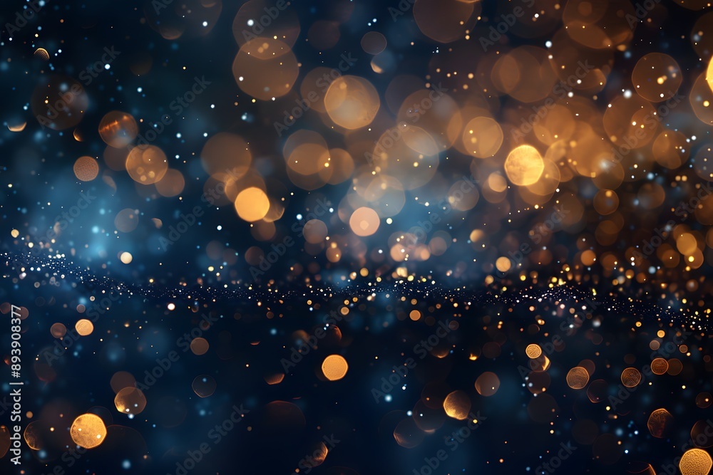 Wall mural a mesmerizing background of shimmering golden and blue bokeh lights creating a dreamy atmosphere for