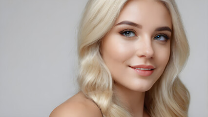Naklejka premium Portrait of a beautiful young woman with blond hair and blue eyes