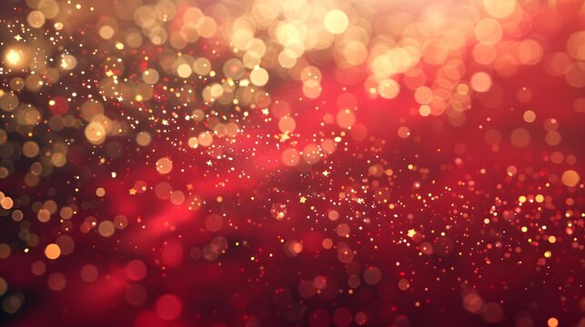 A beautiful abstract background featuring shimmering golden and red bokeh lights, perfect for festive or celebratory themes. 