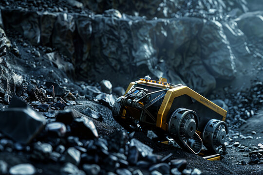 A robust mining rover tackles rough terrain, its design and engineering embodying resilience and the future of exploration and resource extraction.