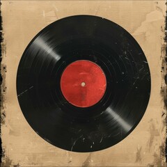 Obraz premium Vintage Vinyl Record with Red Label.