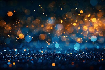 A mesmerizing abstract background featuring shimmering bokeh lights in vibrant blue and orange hues, perfect for creating a festive atmosphere or enhancing digital designs. 