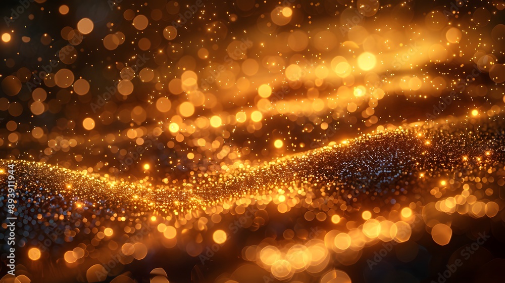 Wall mural a stunning abstract background featuring shimmering golden bokeh lights, creating a sense of warmth 