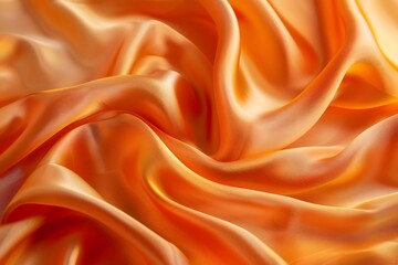 Fototapeta premium Luxurious Orange Satin Fabric with Elegant Drapes and Soft Texture