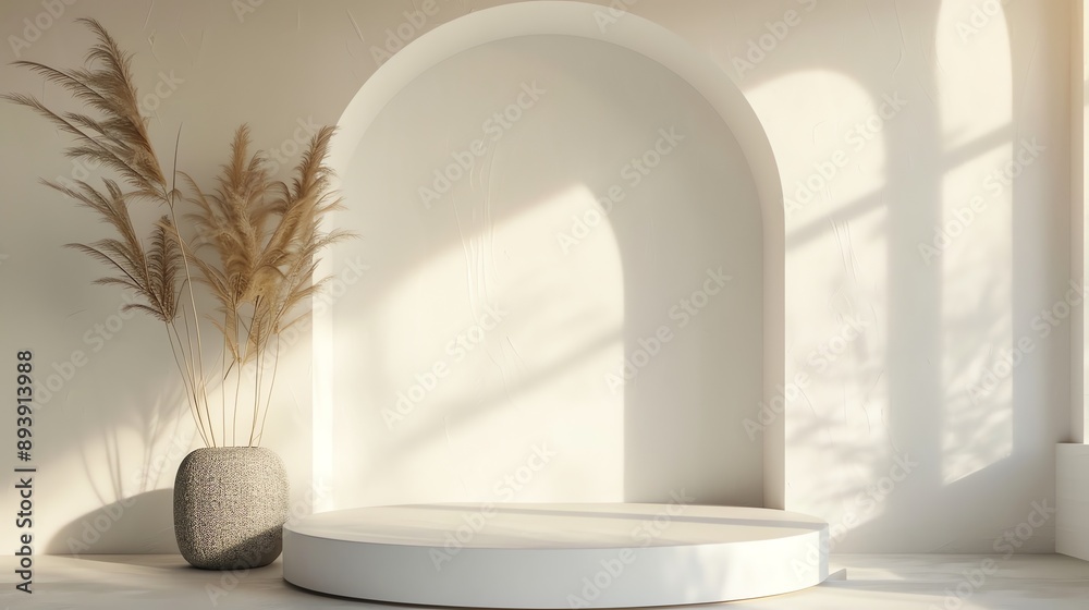 Poster 3d rendering of a simple and elegant product display.