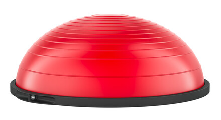 Red Yoga Ball Balance Hemisphere Fitness for Gym. 3D rendering isolated on transparent background