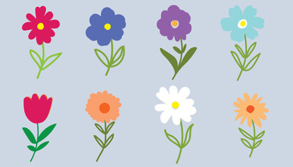 Colorful set of flowers icon . abstract origami flowers background. style for banners, wallpaper, posters, websites, online shopping.Vector illustration .