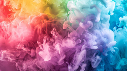 Obraz premium Dynamic Pigment Burst: Abstract Cloud Paint with Rainbow Swirls