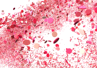 A swirling mass of pink and red shapes It s like a confetti explosion