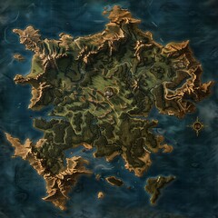 Top Down Rendering of DnD RTS Board Game Map Generative Illustration Art