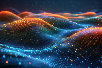 Obraz premium Digital Waves of Light at Night