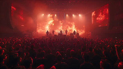 A virtual concert in a Virtual Reality (VR) environment with immersive sound and visuals