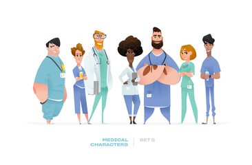 Obraz premium Medical Vector Characters in Standing Pose. 