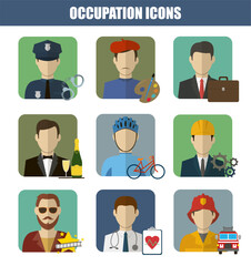 Occupation icon set. People of different occupations. Professions set. Avatar icons. Vector illustration