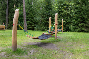 Relaxing in the nature: hammock station in the Kurpark at Villabassa (Niederdorf)