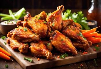 delicious savory chicken wings crispy skin flavorful seasoning perfect any gathering game day snack, appetizer, party, food, meal, dish, grill, bake, roast