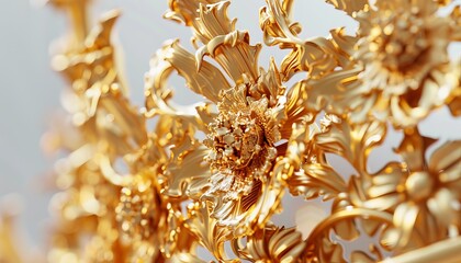 Majestic 3D gold crown against a white backdrop, showcasing intricate details and rich texture that