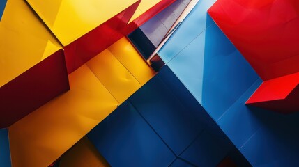 Fototapeta premium Bright, geometric paper sculpture against a dark background. Intricate design with bold colors.