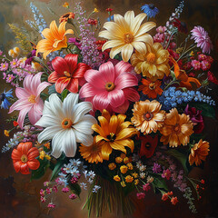 Colorful flower bouquet, floral design in isolated background. generated by AI