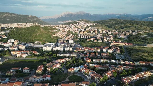 Aerial view of Nuoro, Province of Nuoro, Italy