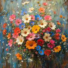 Colorful flower bouquet, floral design in isolated background. generated by AI