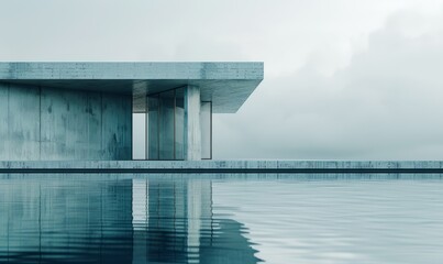 Minimalist architecture with clean lines and stark contrasts, emphasizing simplicity and functionality in modern design