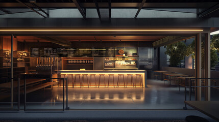 A restaurant with a bar and a counter