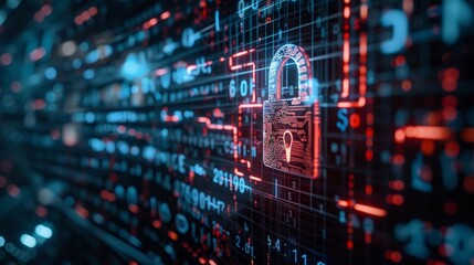 Naklejka premium Conceptual image of business privacy and cyber security data protection in realistic setting