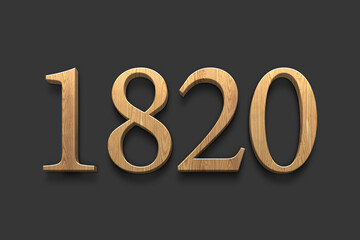 3D wooden logo of number 1820 on dark grey background.