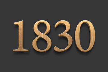 3D wooden logo of number 1830 on dark grey background.