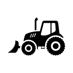 Farm tractor icon. Black silhouette. Side view. Vector simple flat graphic illustration. Isolated object on a white background. Isolate.
