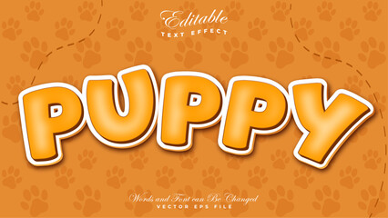3d Bold Editable text effect style - Puppy word theme.