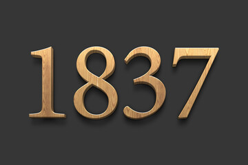 3D wooden logo of number 1837 on dark grey background.