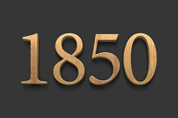 3D wooden logo of number 1850 on dark grey background.
