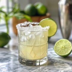 Fototapeta premium cocktail with lime and ice